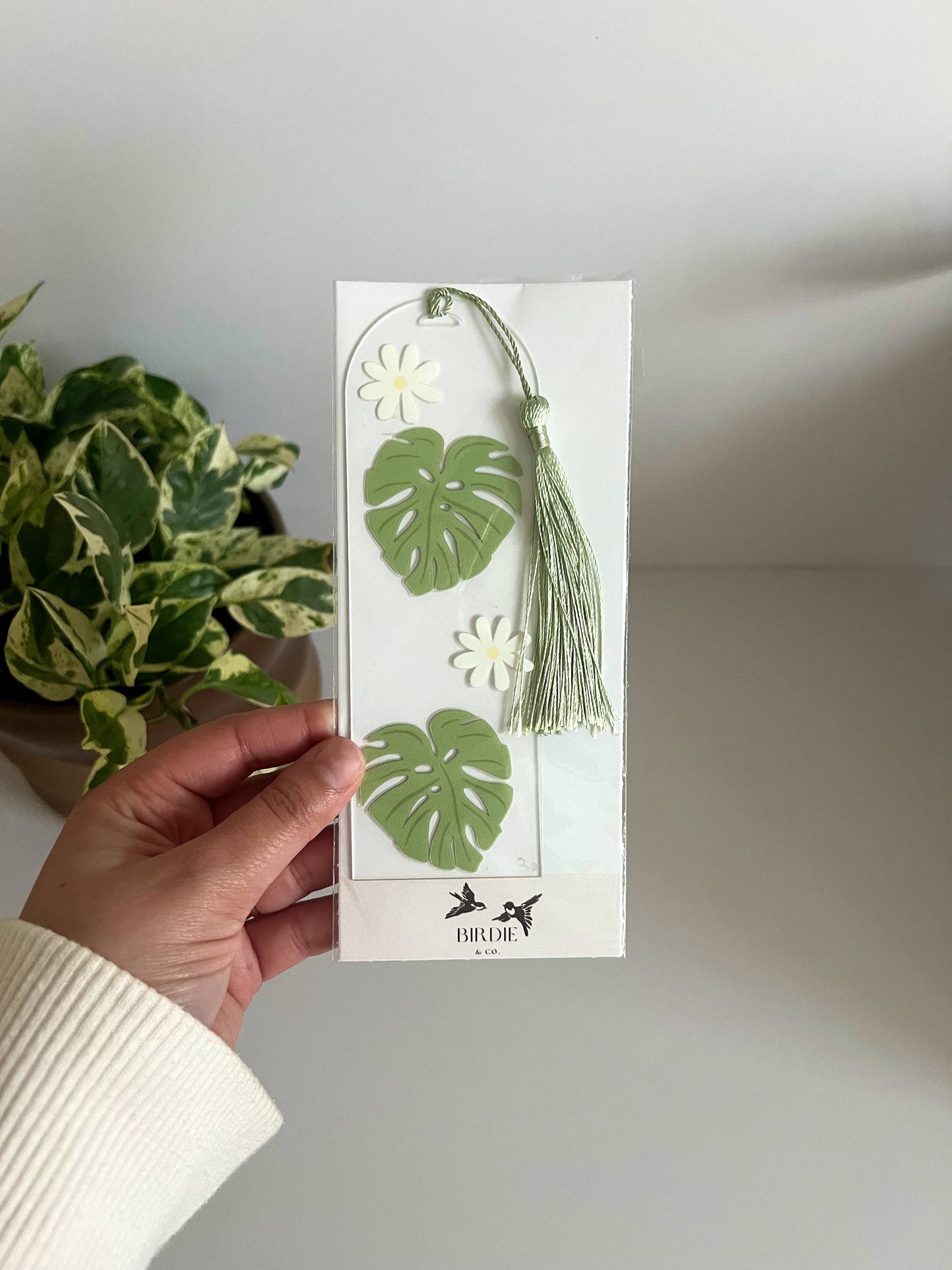 Marque-page en acrylique « feuille de Monstera » Créatrice : « Birdie&co »