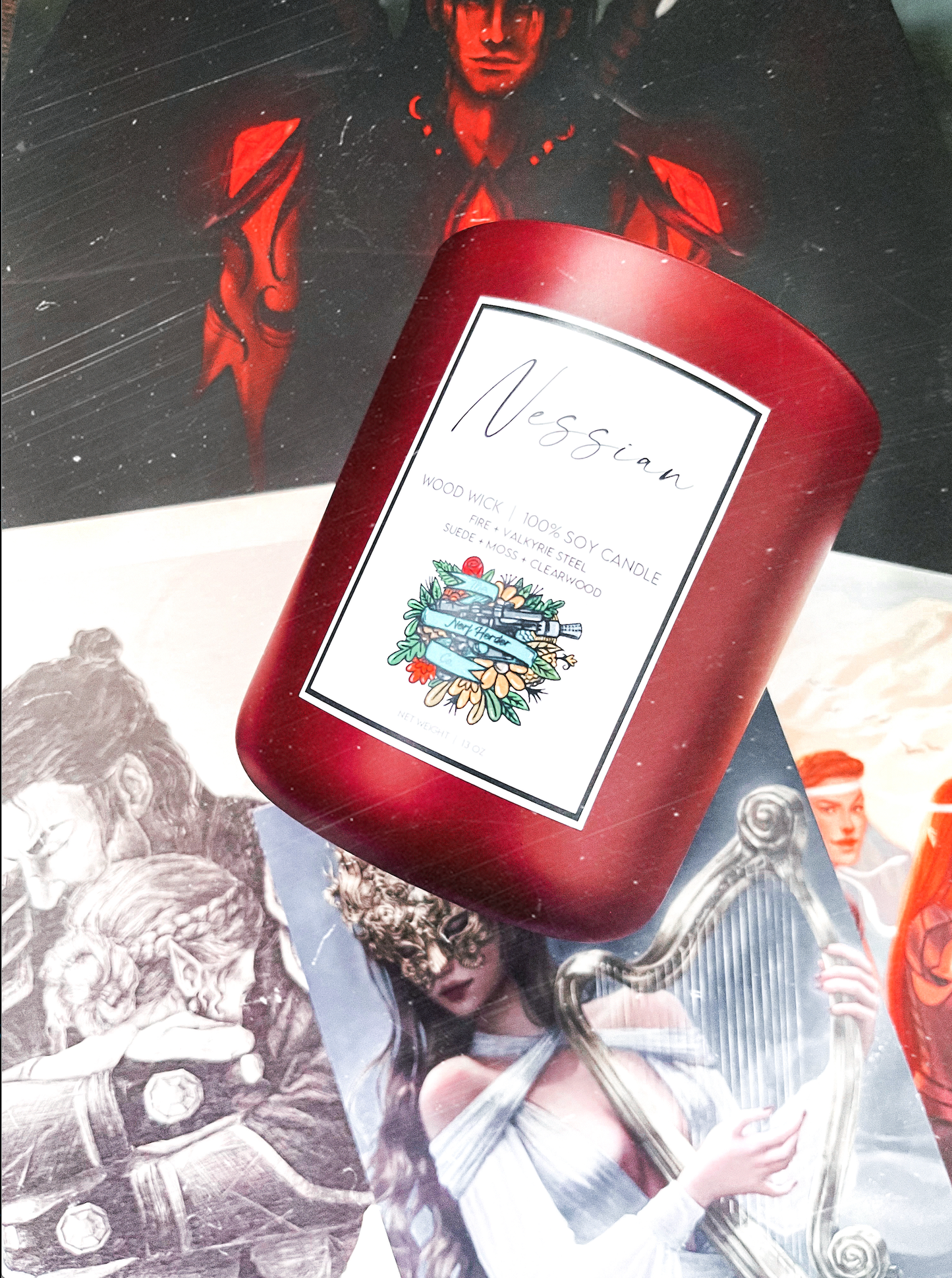 Bougie sous licence officielle | Nessian (13 oz). Créatrice : Melissa de « The Nerf Herder co. »