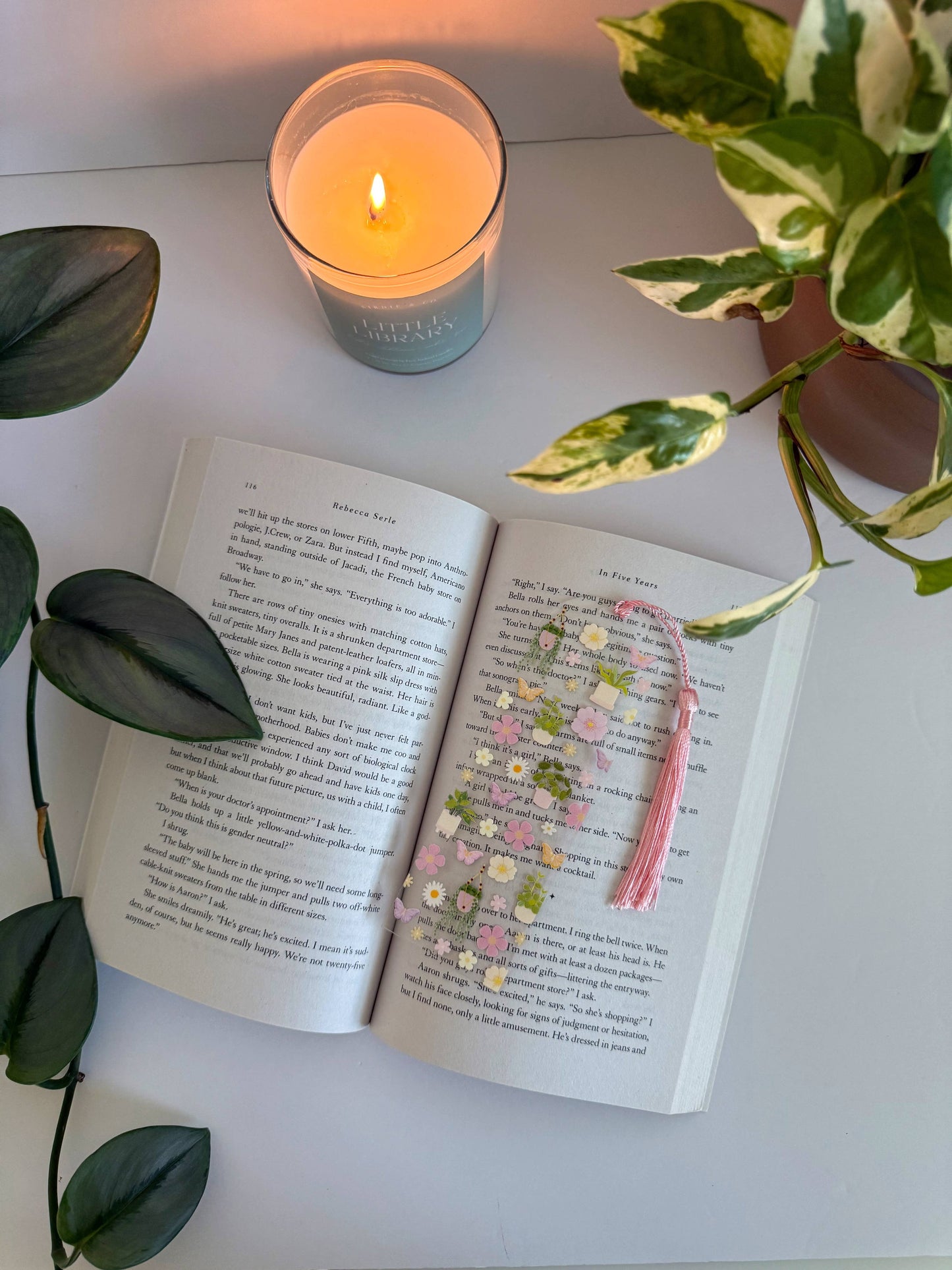 Marque-page acrylique « Jardin de plantes et de fleurs »