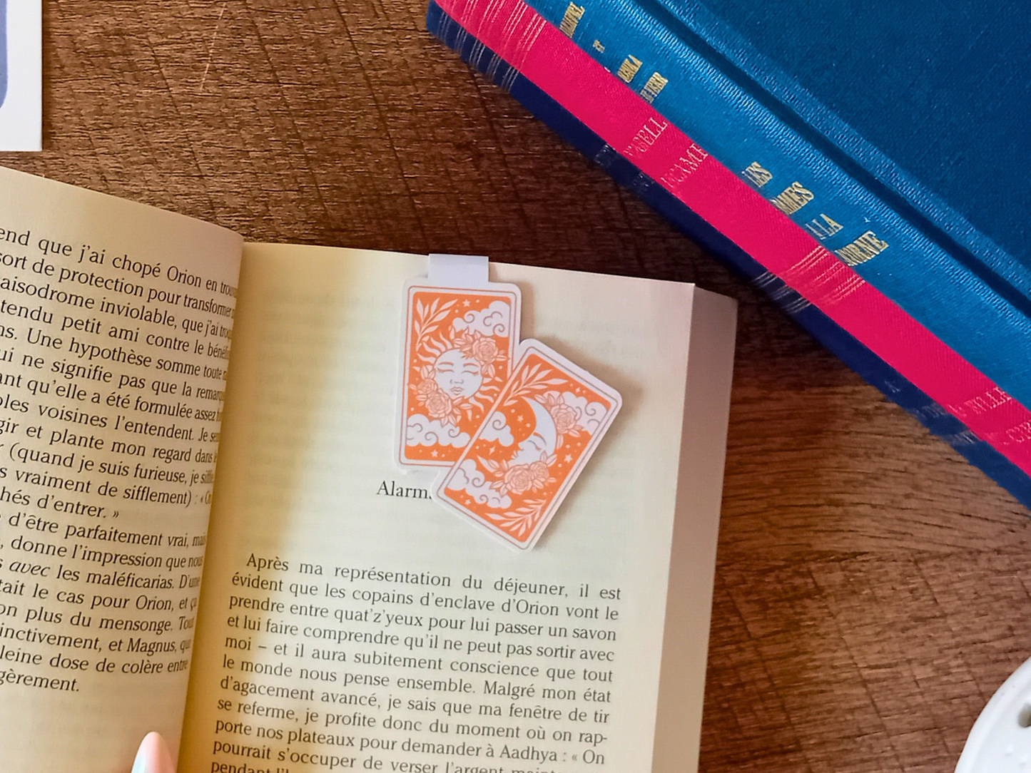 Marque-Page Magnétique - Carte de Tarot - Soleil et lune. Créatrice « La baleine qui embosse »