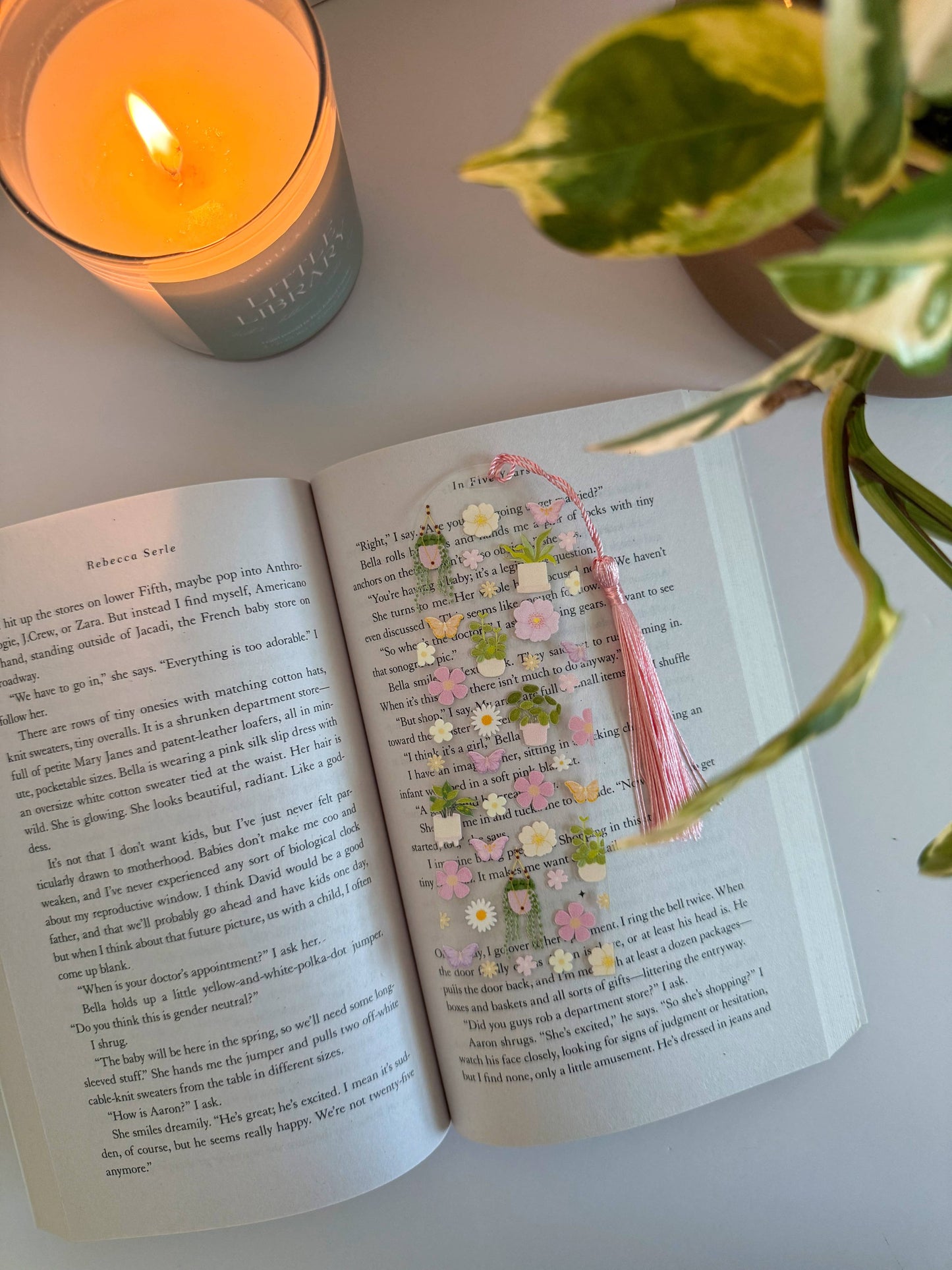 Marque-page acrylique « Jardin de plantes et de fleurs »