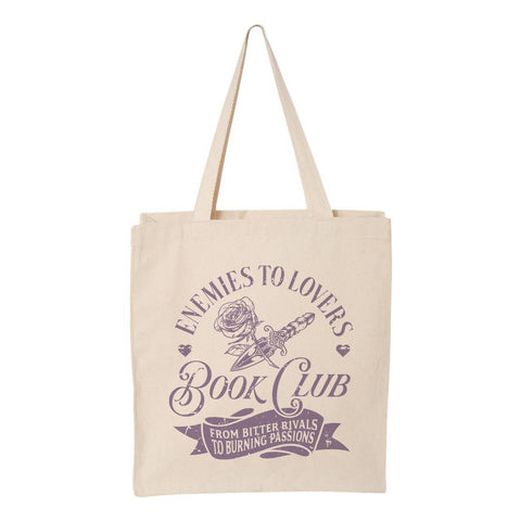 Tote bag "Enemies To Lovers book club ». Créatrice : Lucky Luna Apparel