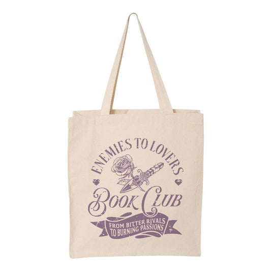 Tote bag "Enemies To Lovers book club ». Créatrice : Lucky Luna Apparel