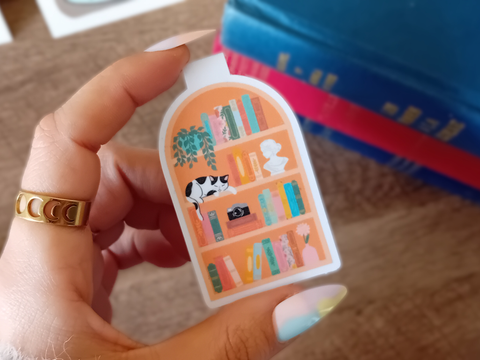 Marque-Page Magnétique - Bibliothèque et Chat. Créatrice « La baleine qui embosse »