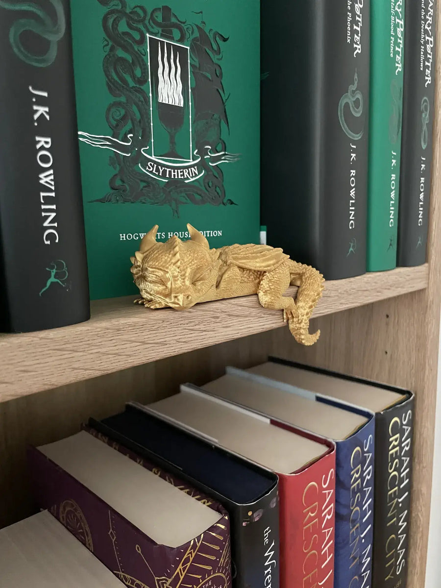Décor dragon pour bibliothèque, imprimé en 3D / couleur Or